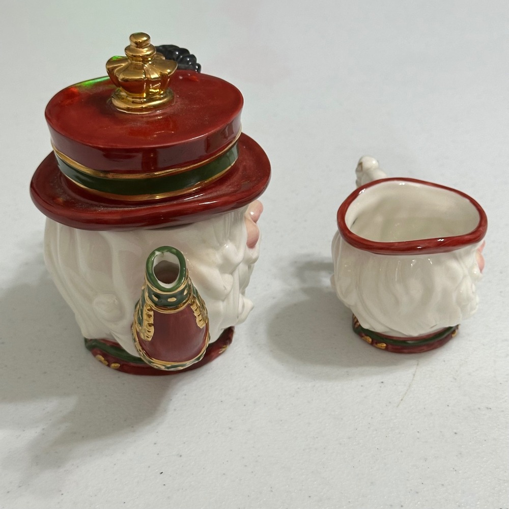Bavarian Claus Santa Figural Ceramic Teapot & Mug Set Christmas Seasonal Decor - Picture 5 of 9